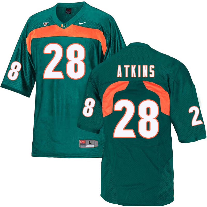 Nike Miami Hurricanes #28 Crispian Atkins College Football Jerseys Sale-Green - Click Image to Close